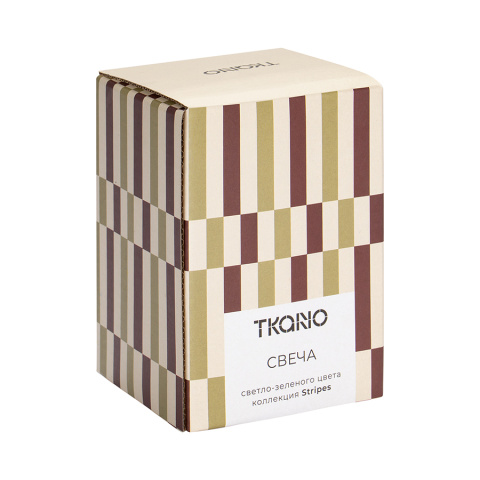 Свеча в полоску светло-зеленого цвета из коллекции stripes, 10см