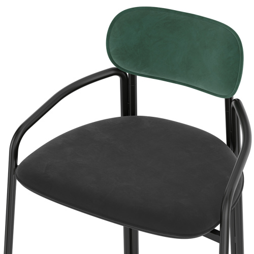 Набор из 2 барных стульев ror, round, велюр, черный/темно-зеленый/черный