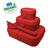 Набор из 3 ланч-боксов и столовых приборов pascal organic красный