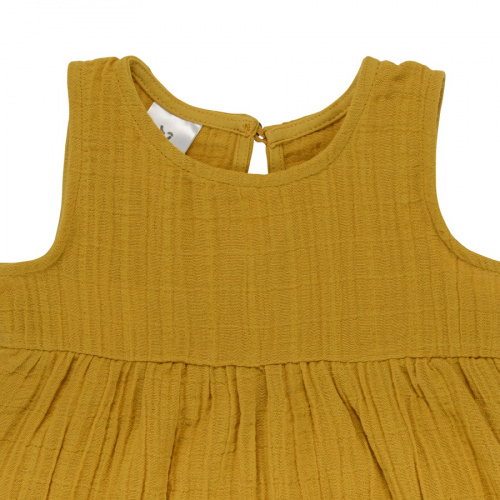 Платье без рукава из хлопкового муслина горчичного цвета из коллекции essential 18-24m
