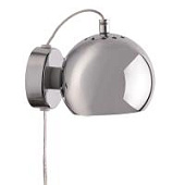 Лампа настенная ball, D12 см, хром в глянце, серый шнур