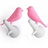 Вешалки настенные Qualy Sparrow 2 шт, белые/розовые