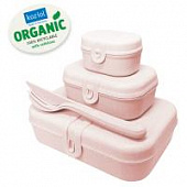 Набор из 3 ланч-боксов и столовых приборов pascal organic розовый