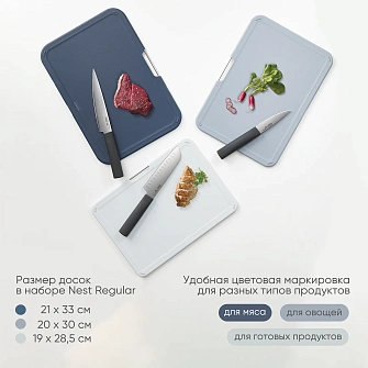 Набор из 3 разделочных досок Nest Regular, серый_УЦЕНКА