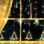 Гирлянда Luazon Lighting Бахрома с насадками Ёлки 2,4х0,9 м, прозрачная, свечение тёплое белое