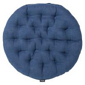 Подушка на стул круглая из стираного льна синего цвета из коллекции essential, 40х40x4 см