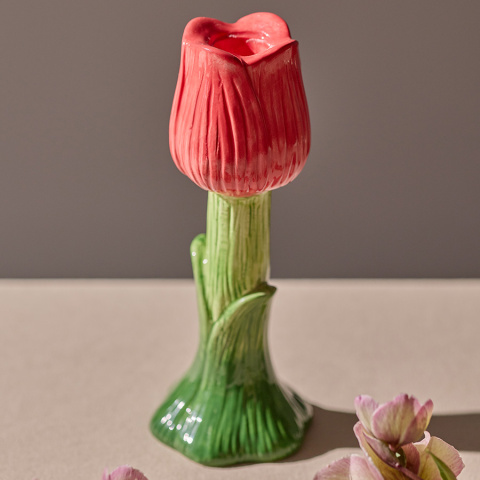 Подсвечник floret красного цвета из коллекции blossom, 18 см