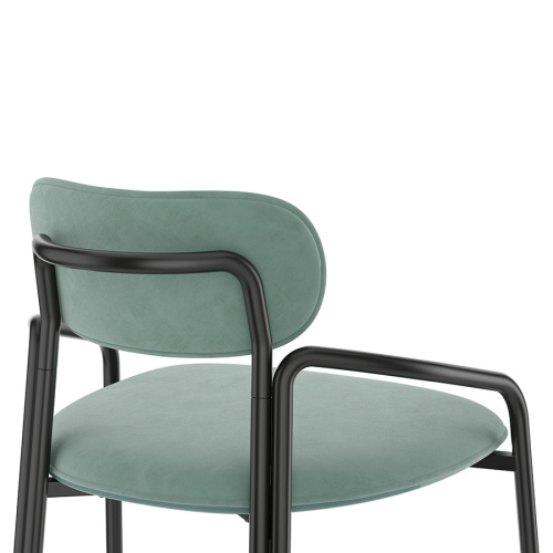 Набор из 2 полубарных стульев ror, round, велюр, черный/светло-бирюзовый