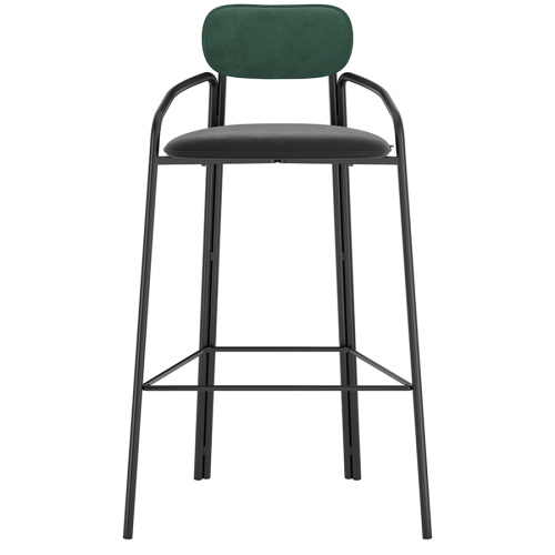 Набор из 2 барных стульев ror, round, велюр, черный/темно-зеленый/черный