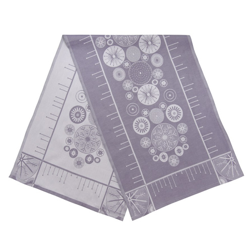 Дорожка из хлопка фиолетово-серого цвета с рисунком Tkano Ледяные узоры, New Year Essential, 53х150 см
