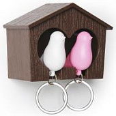 Держатель для ключей QUALY Duo Sparrow, коричневый/белый/розовый