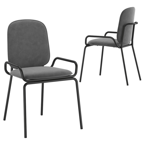 Набор из 2 стульев ror, double frame, велюр, черный/серый